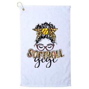 Softball Gigi Life Leopard Messy Bun Game Day Mothers Day Platinum Collection Golf Towel