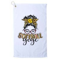 Softball Gigi Life Leopard Messy Bun Game Day Mothers Day Platinum Collection Golf Towel