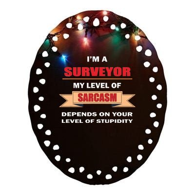 Surveyor Gifts Land Surveying Tools Sarcasm Stupidity Ceramic Oval Ornament