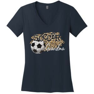 Soccer Grandma Leopard Soccer Grandma Women's V-Neck T-Shirt