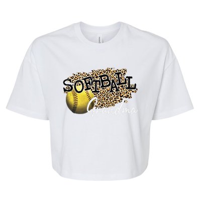 Softball Grandma Leopard Softball Grandma Bella+Canvas Jersey Crop Tee