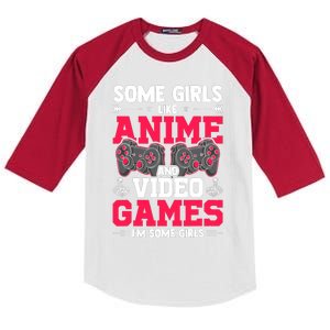 Some Girls Like Anime And Video Games Video Gamer Gaming Kids Colorblock Raglan Jersey