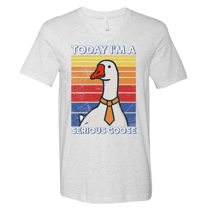 Serious Goose Lover Funny Goose Design V-Neck T-Shirt