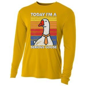 Serious Goose Lover Funny Goose Design Cooling Performance Long Sleeve Crew