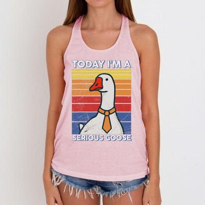 Serious Goose Lover Funny Goose Design Women's Knotted Racerback Tank