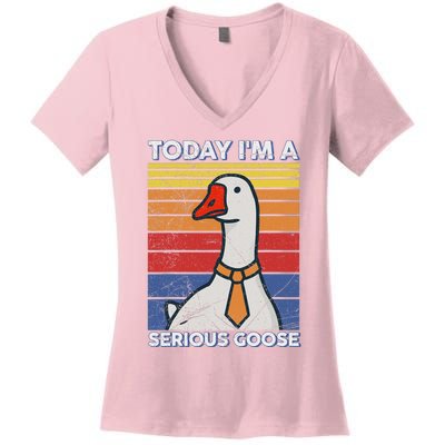 Serious Goose Lover Funny Goose Design Women's V-Neck T-Shirt