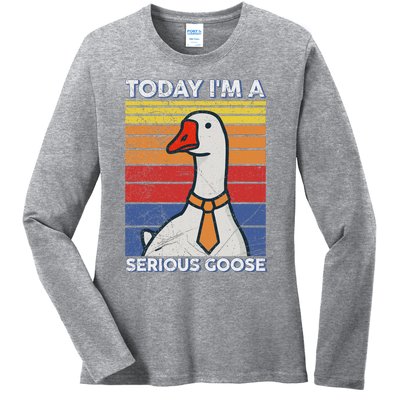 Serious Goose Lover Funny Goose Design Ladies Long Sleeve Shirt