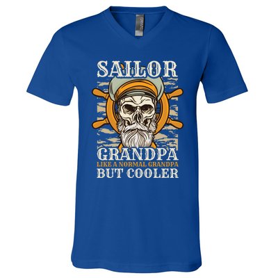 Sailor Grandpa Like A Normal Grandpa But Cooler Gift V-Neck T-Shirt