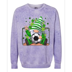 Soccer Gnome Lucky Shamrock Irish St Patrick's Day Colorblast Crewneck Sweatshirt