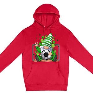 Soccer Gnome Lucky Shamrock Irish St Patrick's Day Premium Pullover Hoodie