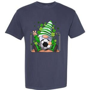 Soccer Gnome Lucky Shamrock Irish St Patrick's Day Garment-Dyed Heavyweight T-Shirt