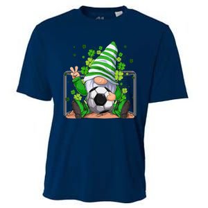 Soccer Gnome Lucky Shamrock Irish St Patrick's Day Cooling Performance Crew T-Shirt