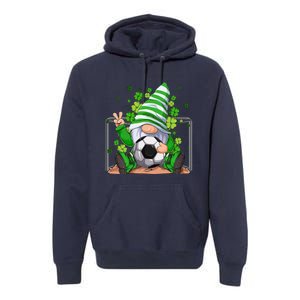 Soccer Gnome Lucky Shamrock Irish St Patrick's Day Premium Hoodie