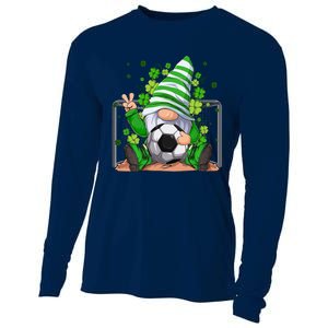 Soccer Gnome Lucky Shamrock Irish St Patrick's Day Cooling Performance Long Sleeve Crew