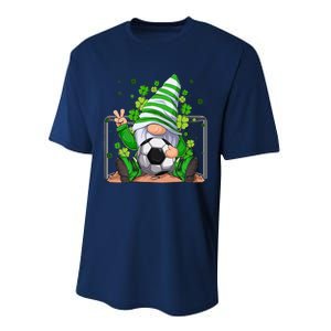 Soccer Gnome Lucky Shamrock Irish St Patrick's Day Performance Sprint T-Shirt