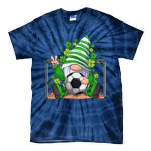 Soccer Gnome Lucky Shamrock Irish St Patrick's Day Tie-Dye T-Shirt