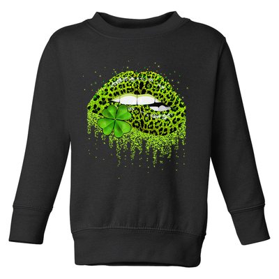 Shamrock Green Lips Sexy Irish Leopard St Patricks Day Toddler Sweatshirt