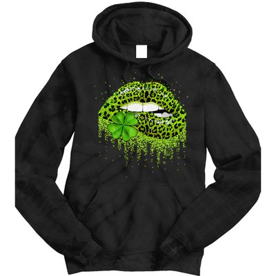Shamrock Green Lips Sexy Irish Leopard St Patricks Day Tie Dye Hoodie