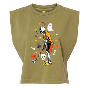 Skeleton Golfing Lazy DIY Halloween Costume Sport Garment-Dyed Women's Muscle Tee