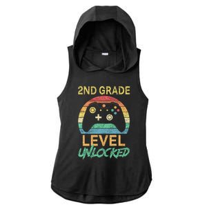 Second Grade Level Unlocked Gamer 1st Day Of School Ladies PosiCharge Tri-Blend Wicking Draft Hoodie Tank