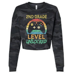 Second Grade Level Unlocked Gamer 1st Day Of School Cropped Pullover Crew