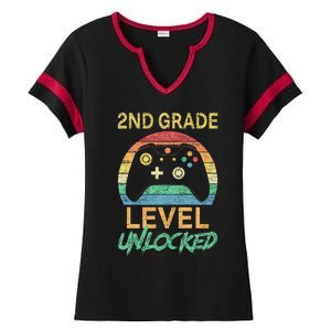 Second Grade Level Unlocked Gamer 1st Day Of School Ladies Halftime Notch Neck Tee