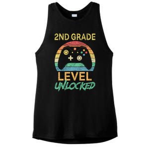 Second Grade Level Unlocked Gamer 1st Day Of School Ladies PosiCharge Tri-Blend Wicking Tank