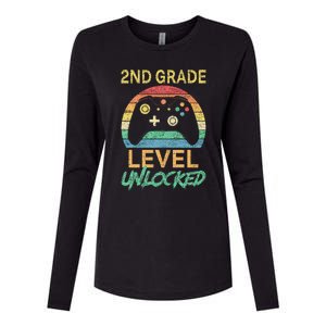 Second Grade Level Unlocked Gamer 1st Day Of School Womens Cotton Relaxed Long Sleeve T-Shirt