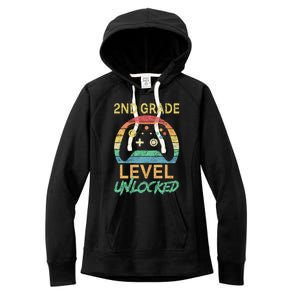 Second Grade Level Unlocked Gamer 1st Day Of School Women's Fleece Hoodie