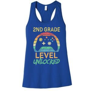 Second Grade Level Unlocked Gamer 1st Day Of School Women's Racerback Tank