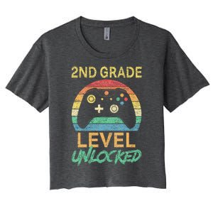 Second Grade Level Unlocked Gamer 1st Day Of School Women's Crop Top Tee