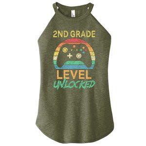 Second Grade Level Unlocked Gamer 1st Day Of School Women's Perfect Tri Rocker Tank