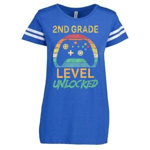 Second Grade Level Unlocked Gamer 1st Day Of School Enza Ladies Jersey Football T-Shirt