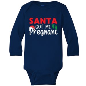 Santa Got Me Pregnant Christmas Pregnancy Announcet Xmas Gift Baby Long Sleeve Bodysuit