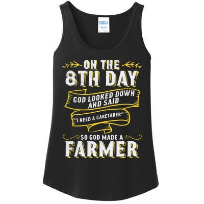 So God Made a Farmer Farming Agriculture Ladies Essential Tank