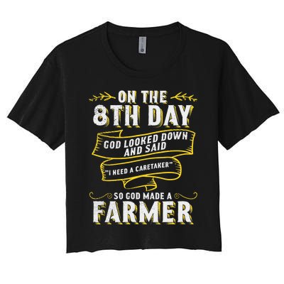 So God Made a Farmer Farming Agriculture Women's Crop Top Tee