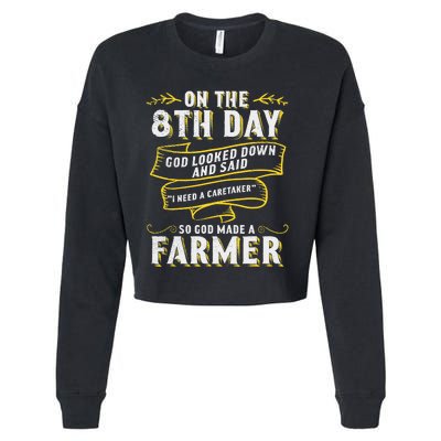 So God Made a Farmer Farming Agriculture Cropped Pullover Crew