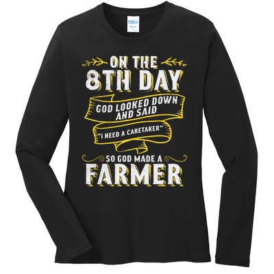 So God Made a Farmer Farming Agriculture Ladies Long Sleeve Shirt