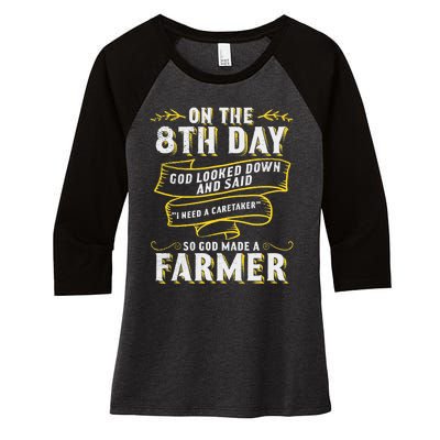 So God Made a Farmer Farming Agriculture Women's Tri-Blend 3/4-Sleeve Raglan Shirt