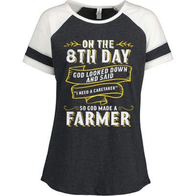 So God Made a Farmer Farming Agriculture Enza Ladies Jersey Colorblock Tee