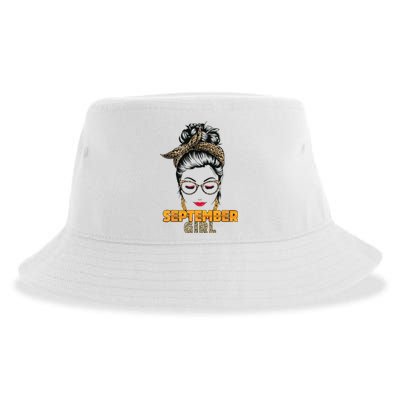 September Girl My Birthday Leopard Messy Bun Sustainable Bucket Hat