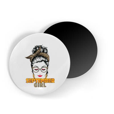 September Girl My Birthday Leopard Messy Bun Magnet