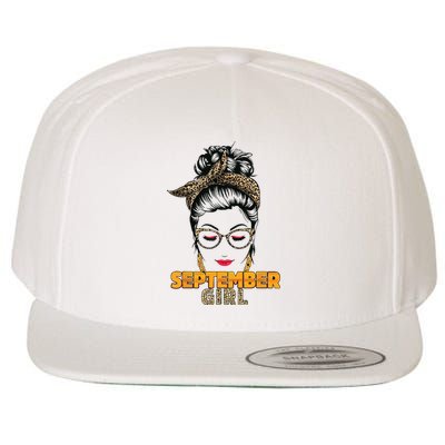 September Girl My Birthday Leopard Messy Bun Wool Snapback Cap