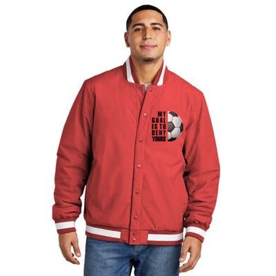 Soccer Goalie My Goal Is To Deny Yours Awesome Soccer Insulated Varsity Jacket