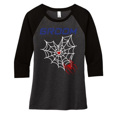 Spider Grooms Man Women's Tri-Blend 3/4-Sleeve Raglan Shirt