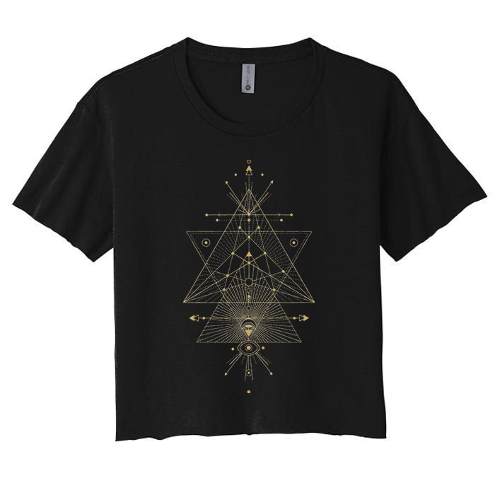 Sacred Geometry Mystical Symbol Women's Crop Top Tee
