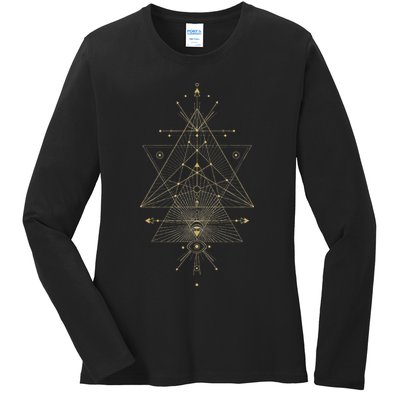 Sacred Geometry Mystical Symbol Ladies Long Sleeve Shirt