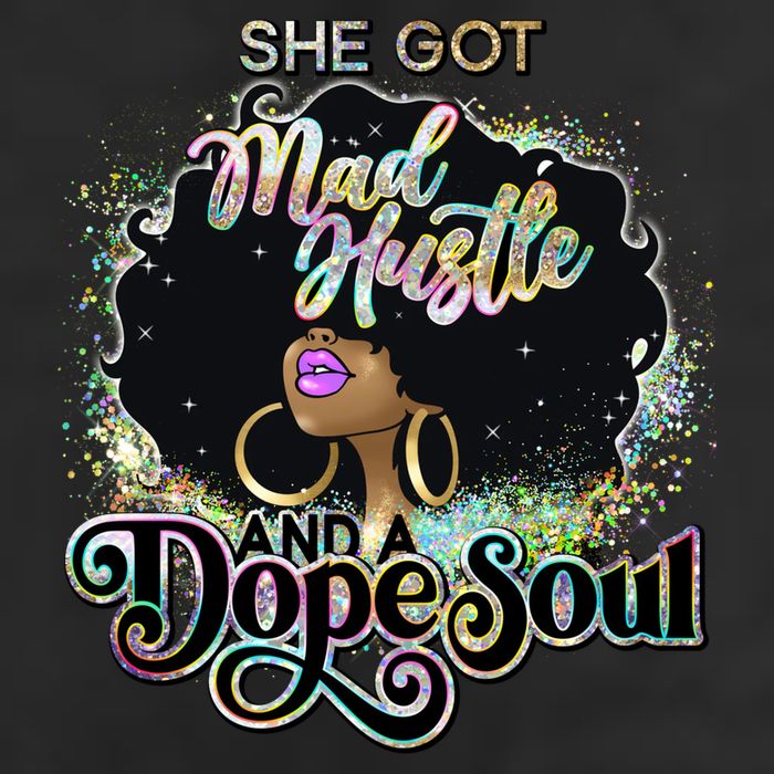She Got Mad Hustle And Dope Soul Black Girl Melanin 7 Panel Mesh Trucker Snapback Hat