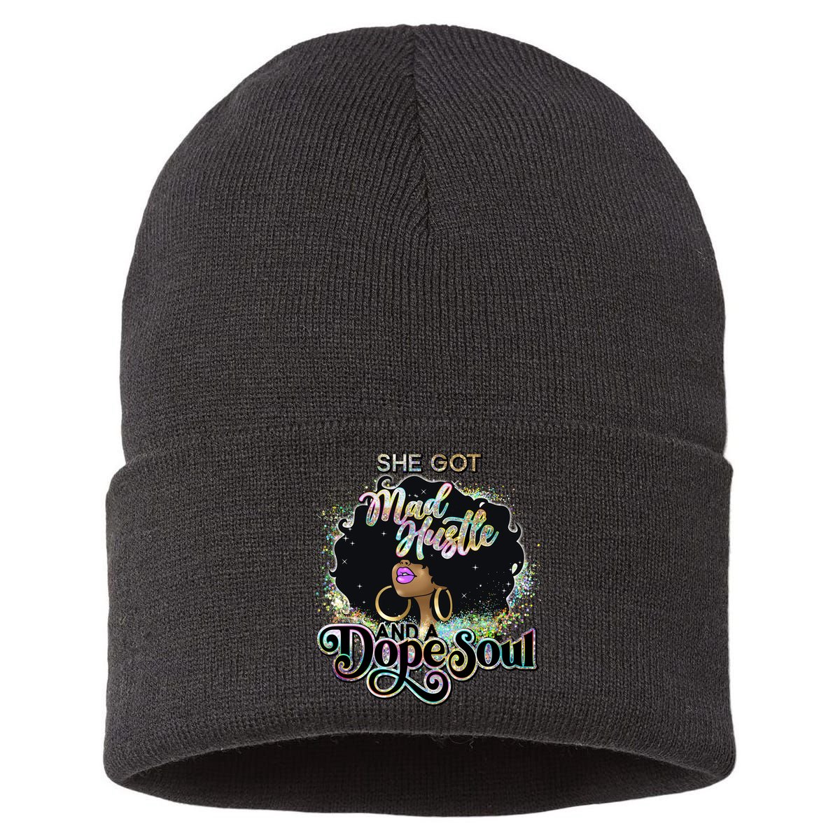 She Got Mad Hustle And Dope Soul Black Girl Melanin Sustainable Knit Beanie