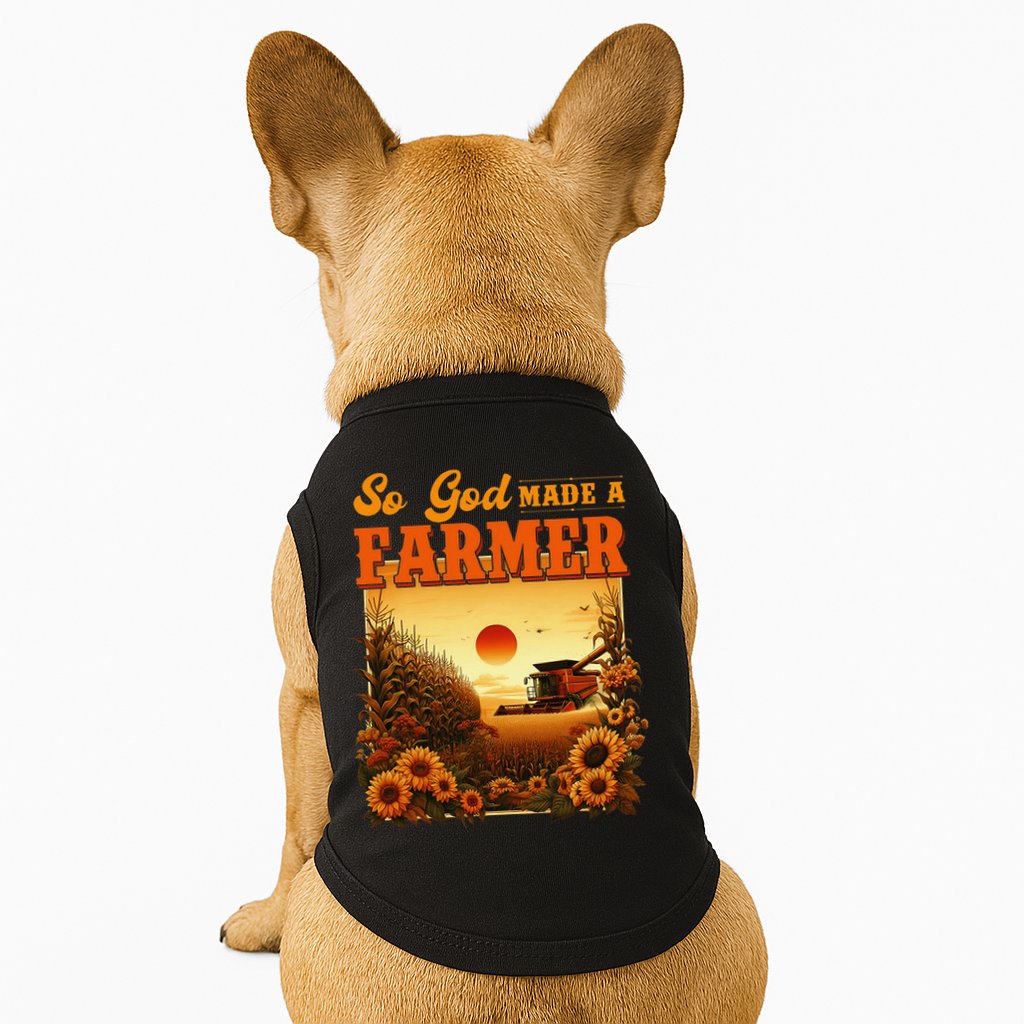 So God Made A Farmer Farm Life Christian Vintage Sunflower Doggie Tank